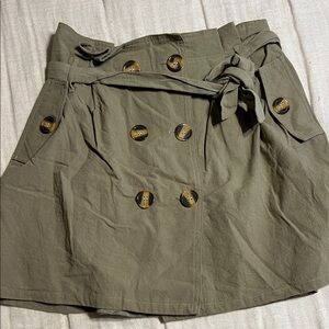 Bella Marie Olive Double-Breasted A-Line Skirt